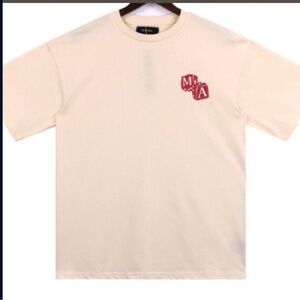 AMIRI Cream Tee with Red Logo